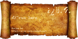 Árva Imre névjegykártya